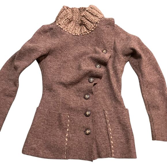 Anthro Gro Abrahamsson Arslan Asymmetric Wool Sweater Jacket-M - Picture 2 of 14